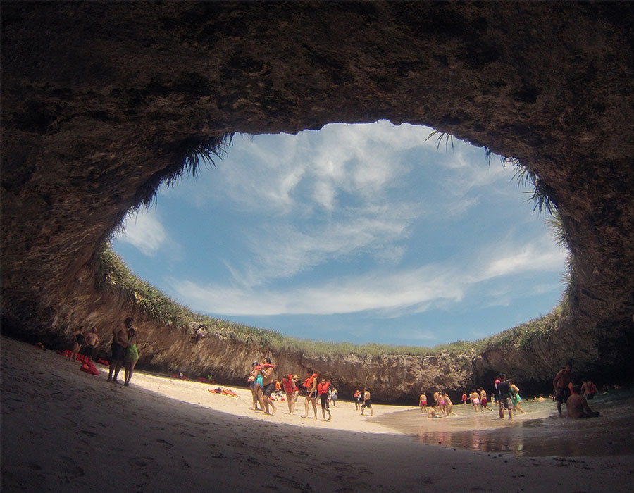 Hole in rock at beach in Puerto Vallarta Mexico