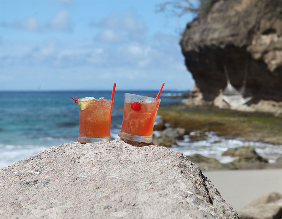 Drinks on the beach in St. Lucia