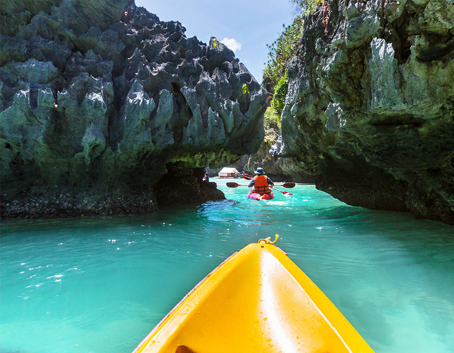 Kayaks on the ocean in Antigua