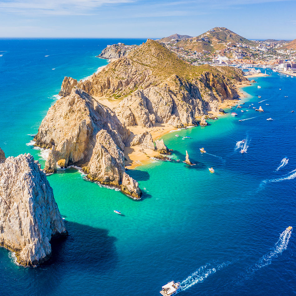 bird's eye view of Cabo Mexico beach