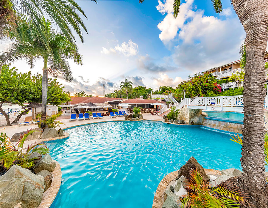 Pool view of Pineapple Beach Club in Antigua