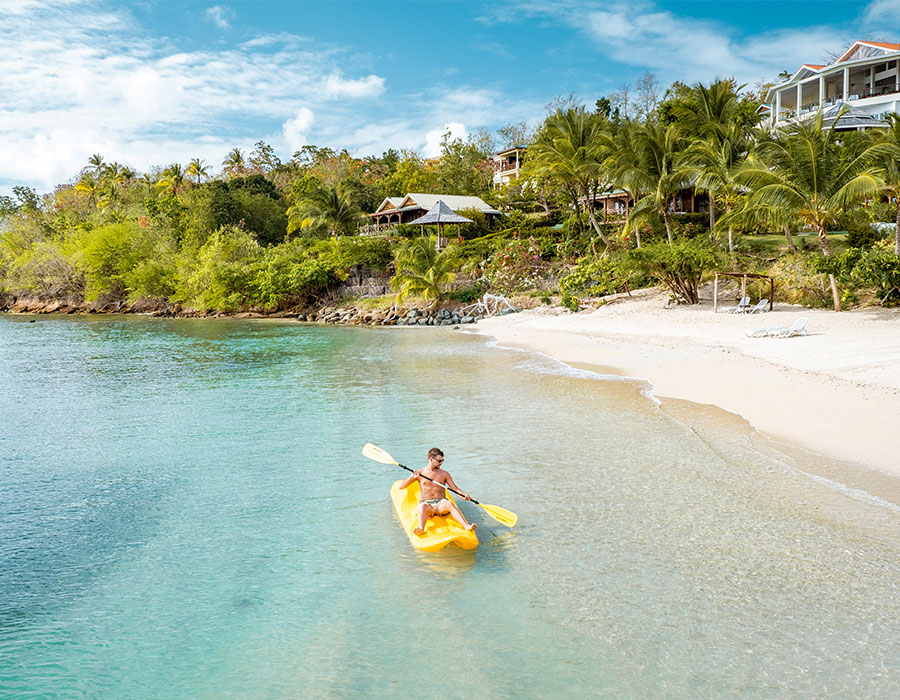 Kayaking on the ocean in St. Lucia