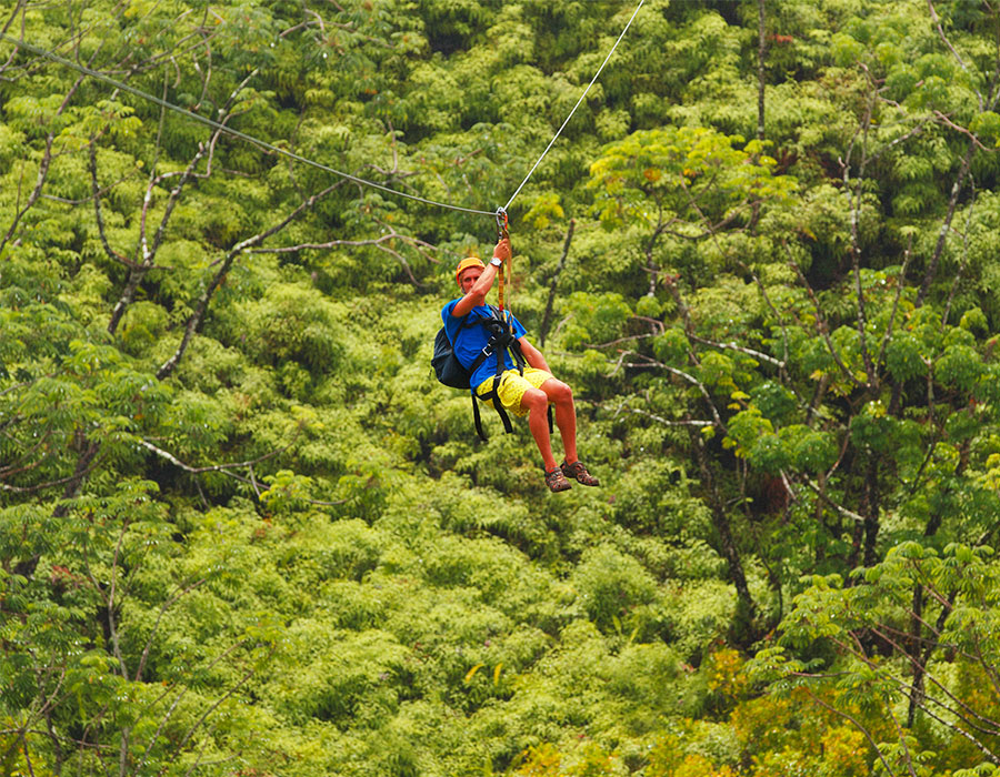 Zip lining in Kauai, Hawaii