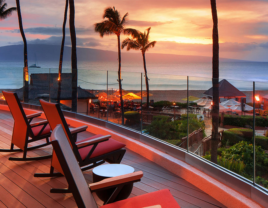 Balcony at all-inclusive resort in Maui