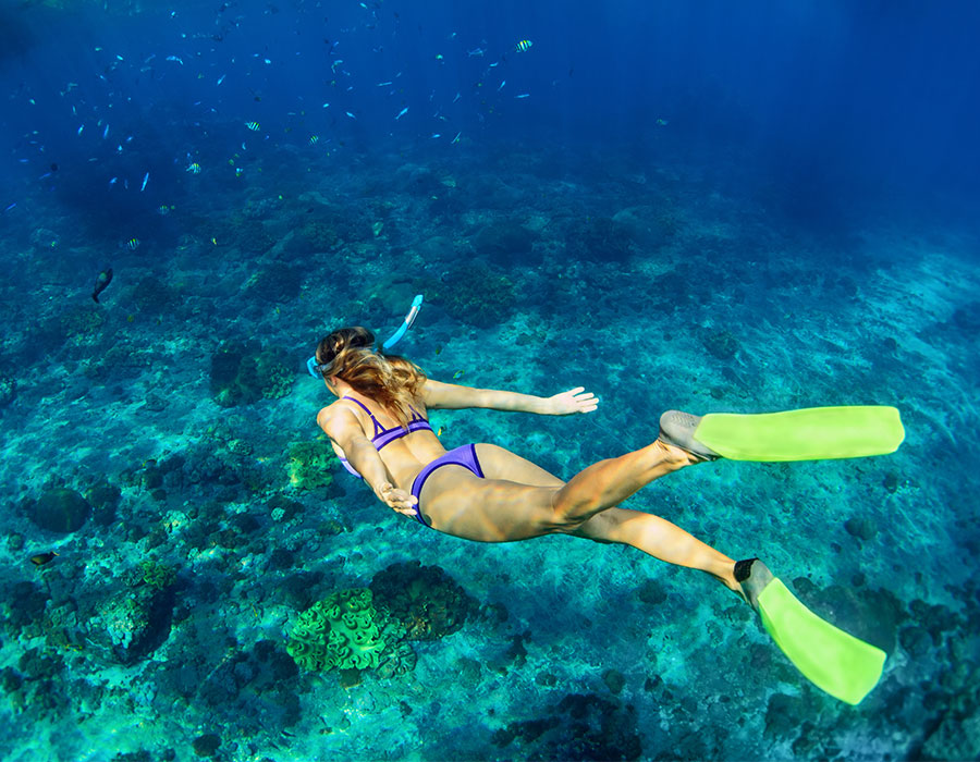 Snorkeling in the ocean in Cozumel