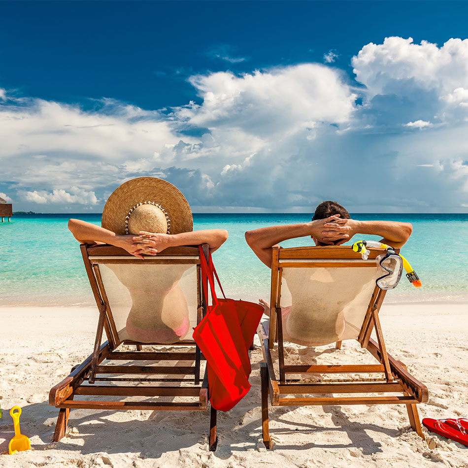 Relaxing at a beach resort in the Bahamas