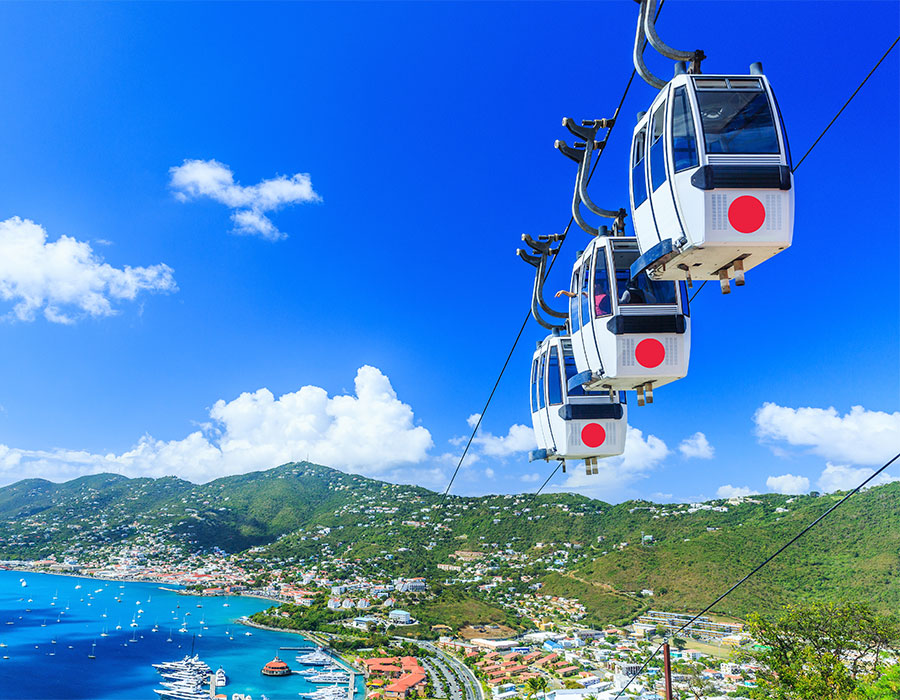 Riding the gondola in St. Thomas